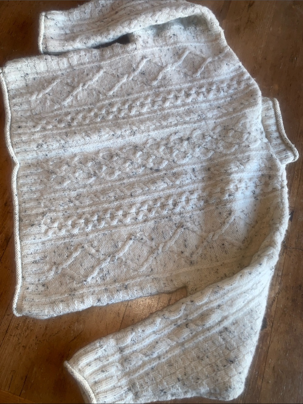 Aran Crafts Cream Speckled Cable Knit Crewneck Sweater - Picture 8 of 16